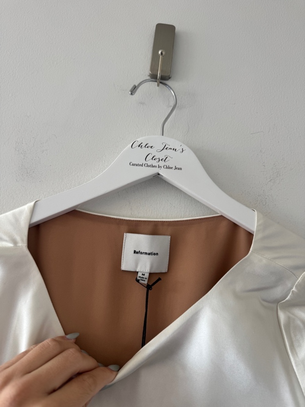 REFORMATION Blanche Silk Dress in Ivory - Picture 9 of 11